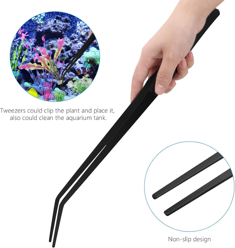 Liveek Aquarium Aquascape Tools Kit 15in, 4 in 1 Anti-Rust Aquatic Plant Aquascaping Tool Stainless Steel Tweezer Scissor Spatula for Aquarium Tank Clean Fish Tank Aquascape Accessories Set (black) - Image 5